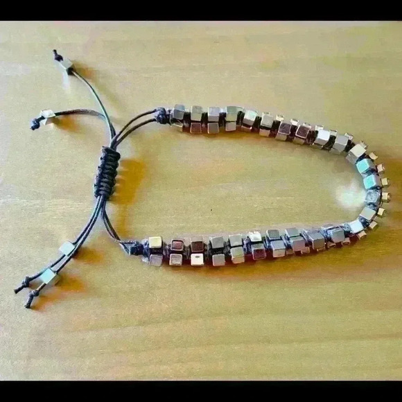 Jewelry - adjustable twine silver and gem bracelet